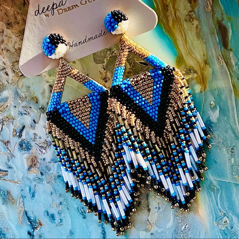 πΊπHPππΊ NWT Deepa Gurnani Luxe Beaded Diamond Chandeliers - Picture 2 of 16